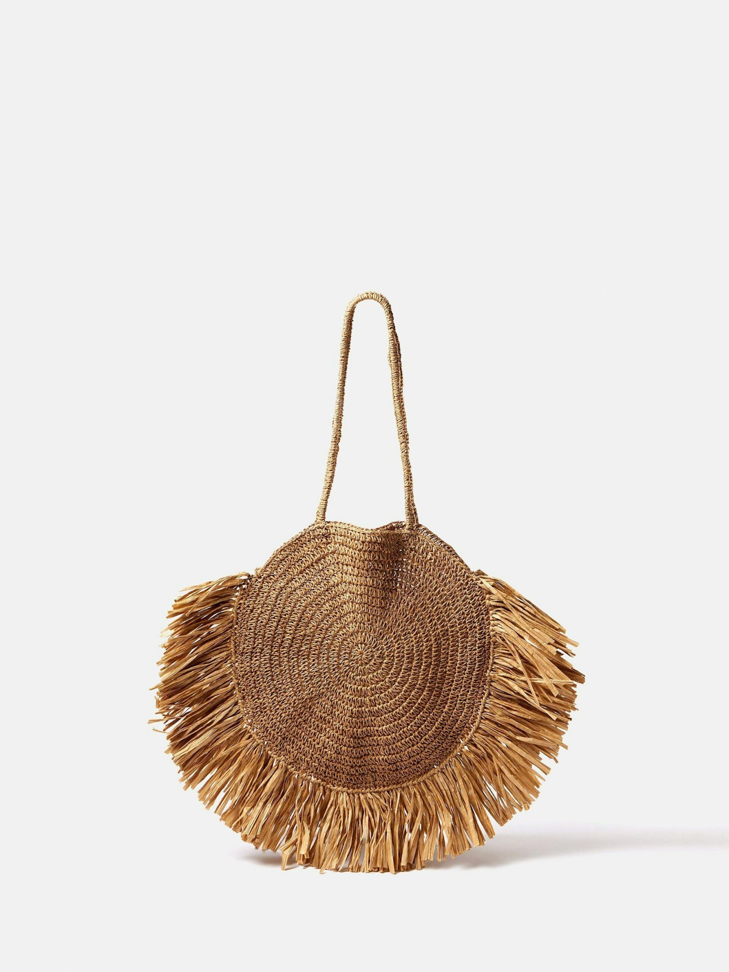 Mint Velvet, Circular Woven Fringe Bag, Natural