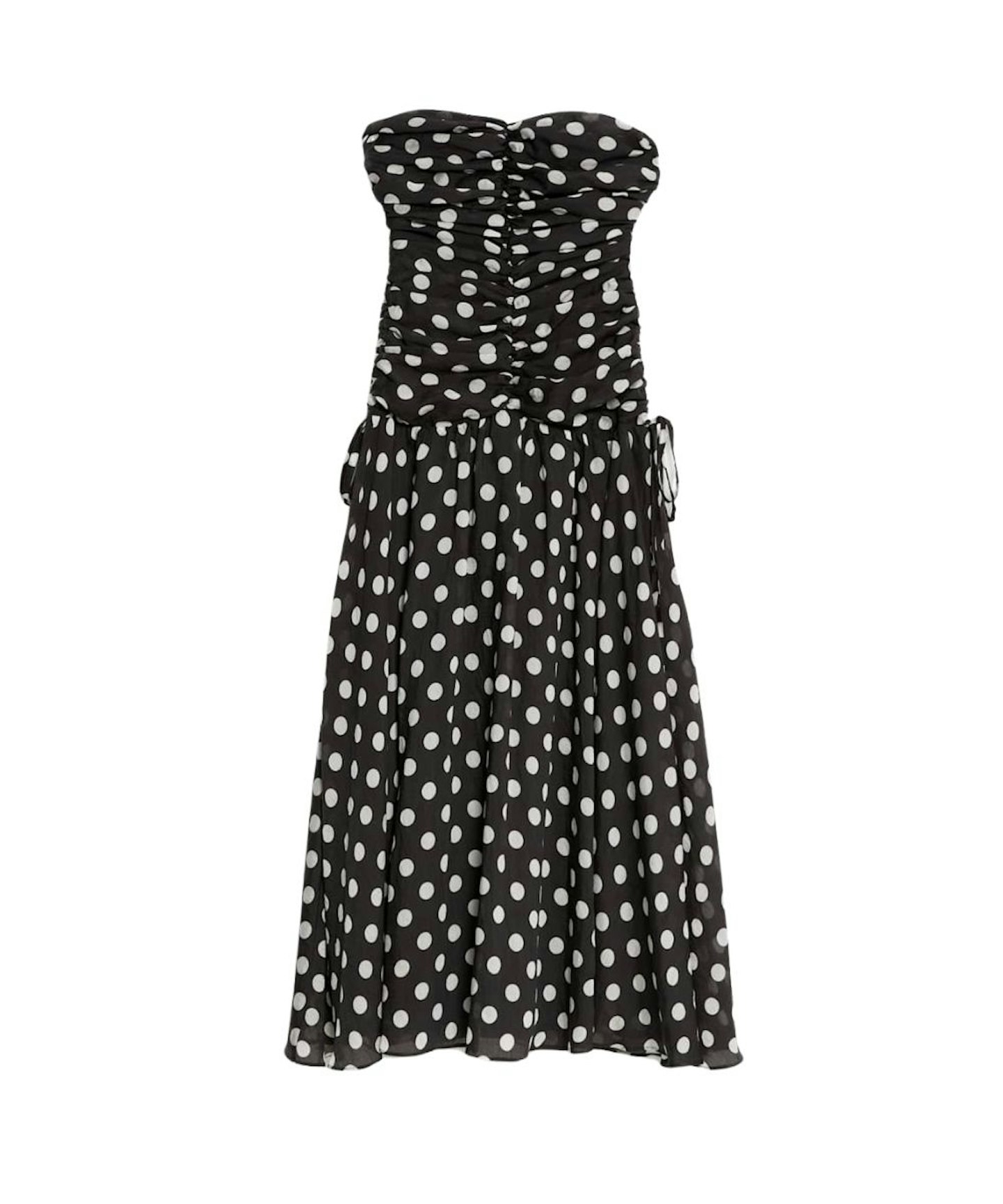 M&S, Lyocell Rich Polka Dot Sweetheart Neckline Maxi Waisted Dress