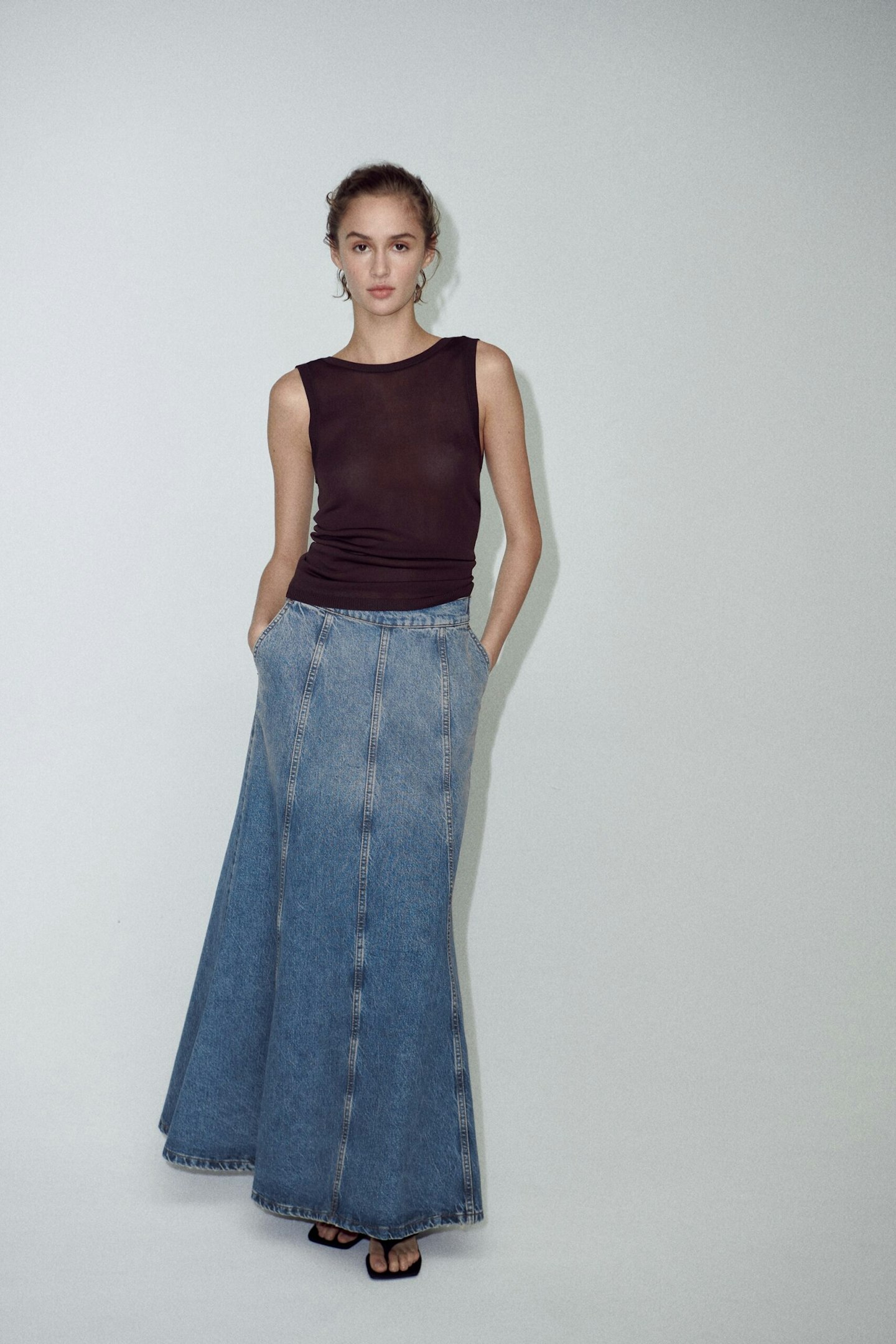 Zara, Long Denim Skirt