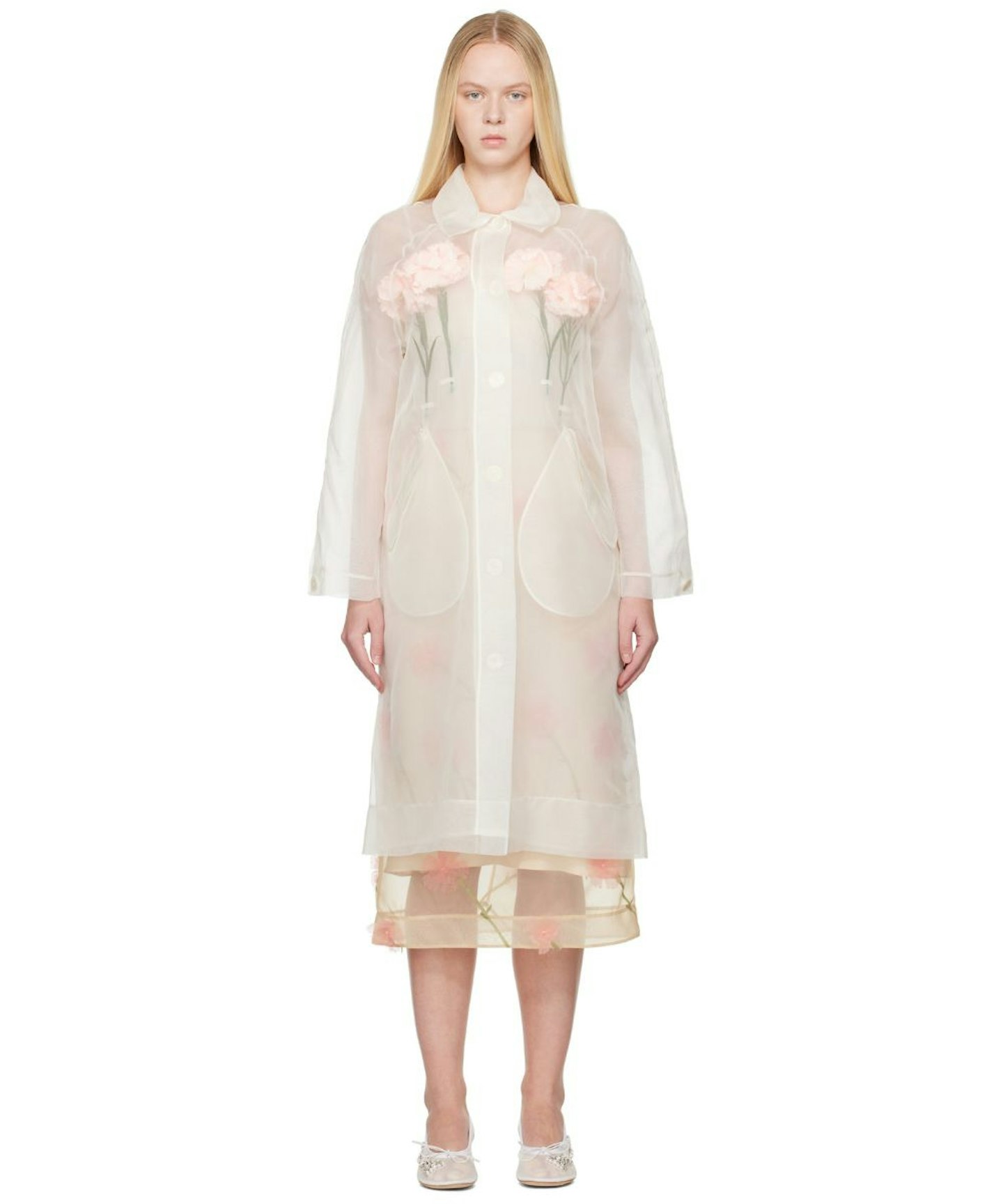 Simone Rocha, Off-White Stuffed Carnation Car Coat