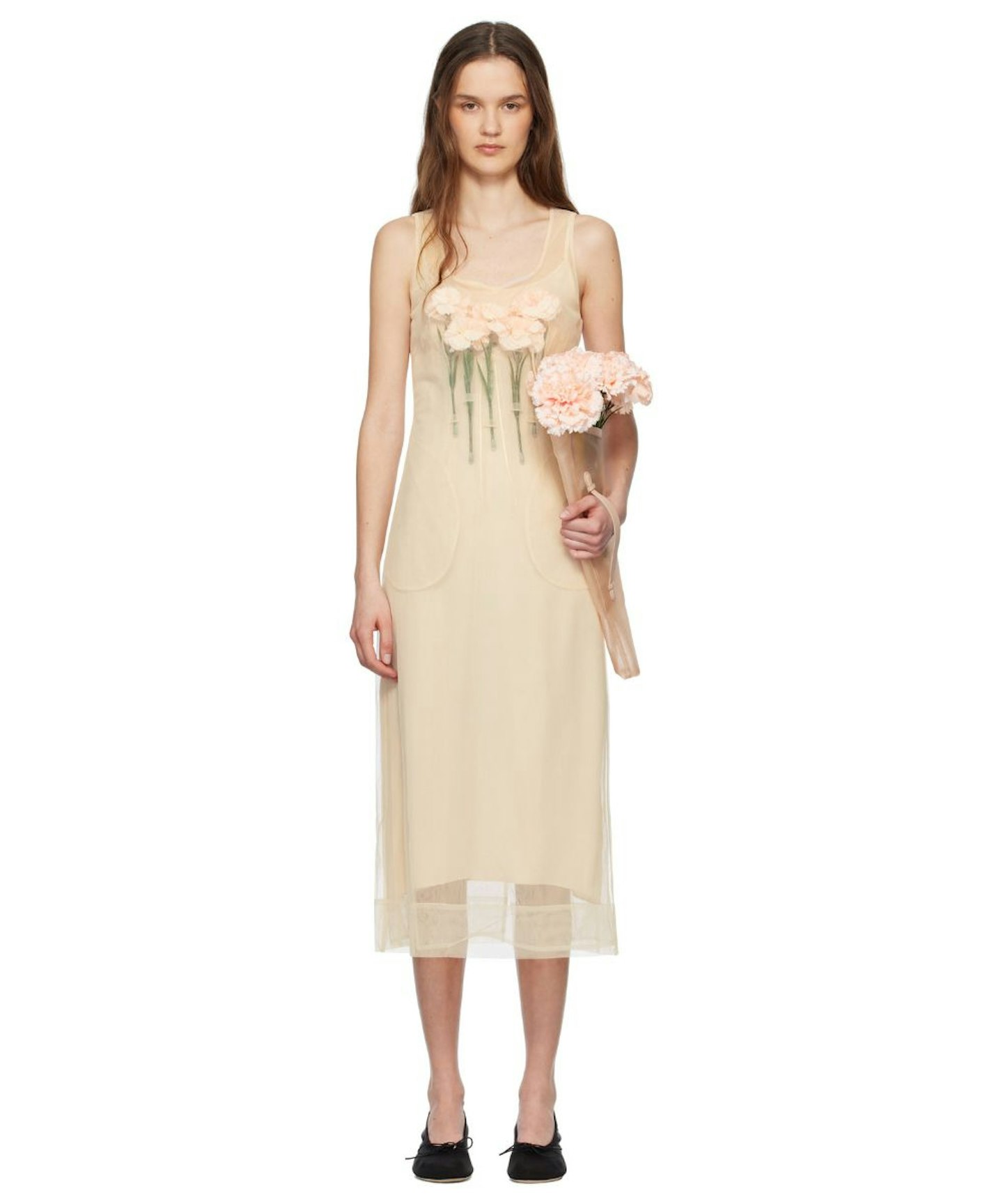 Simone Rocha, Beige Carnation Dart Midi Dress