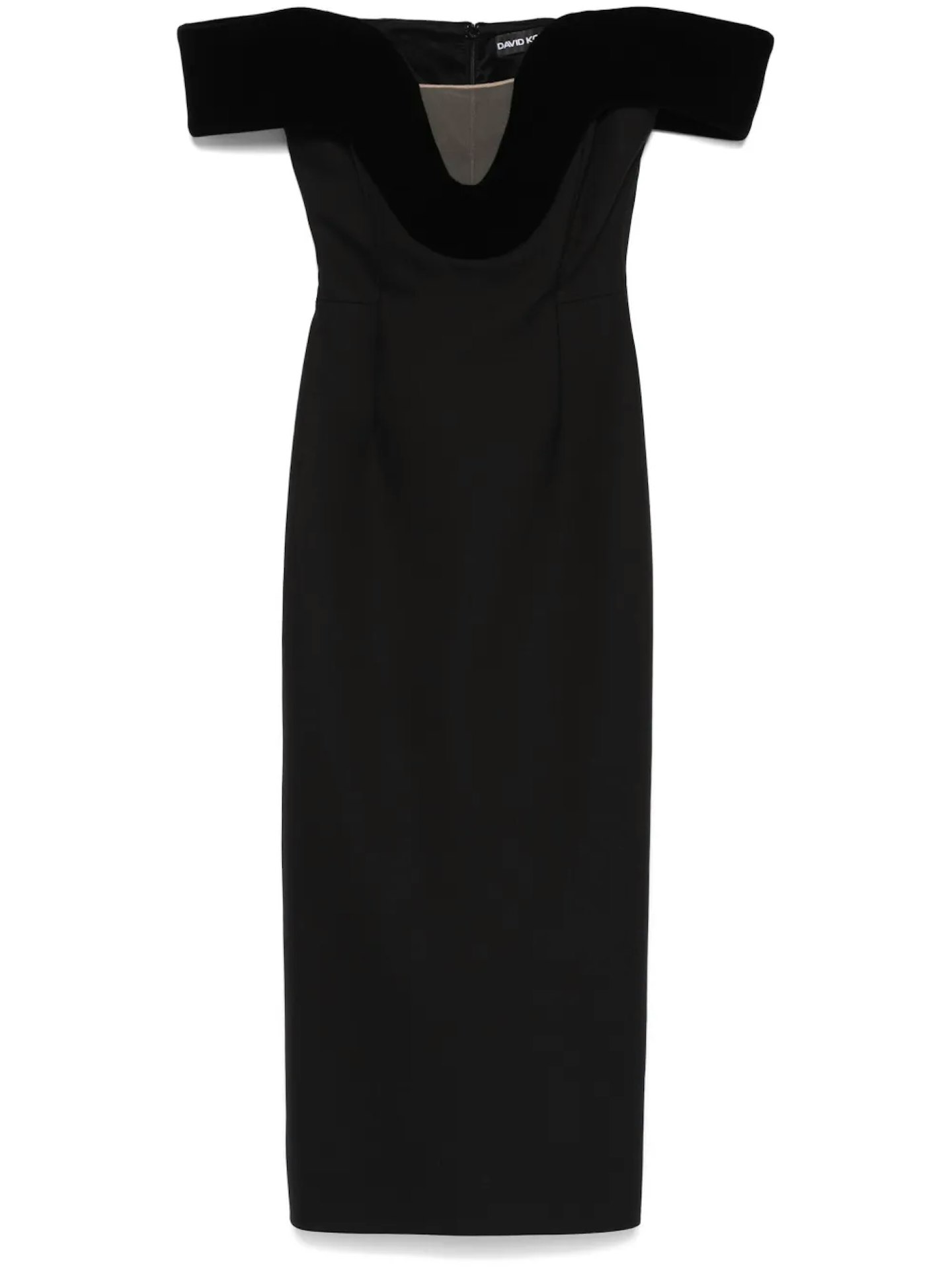 David Koma Off-Shoulder Velvet-Detail Midi Dress