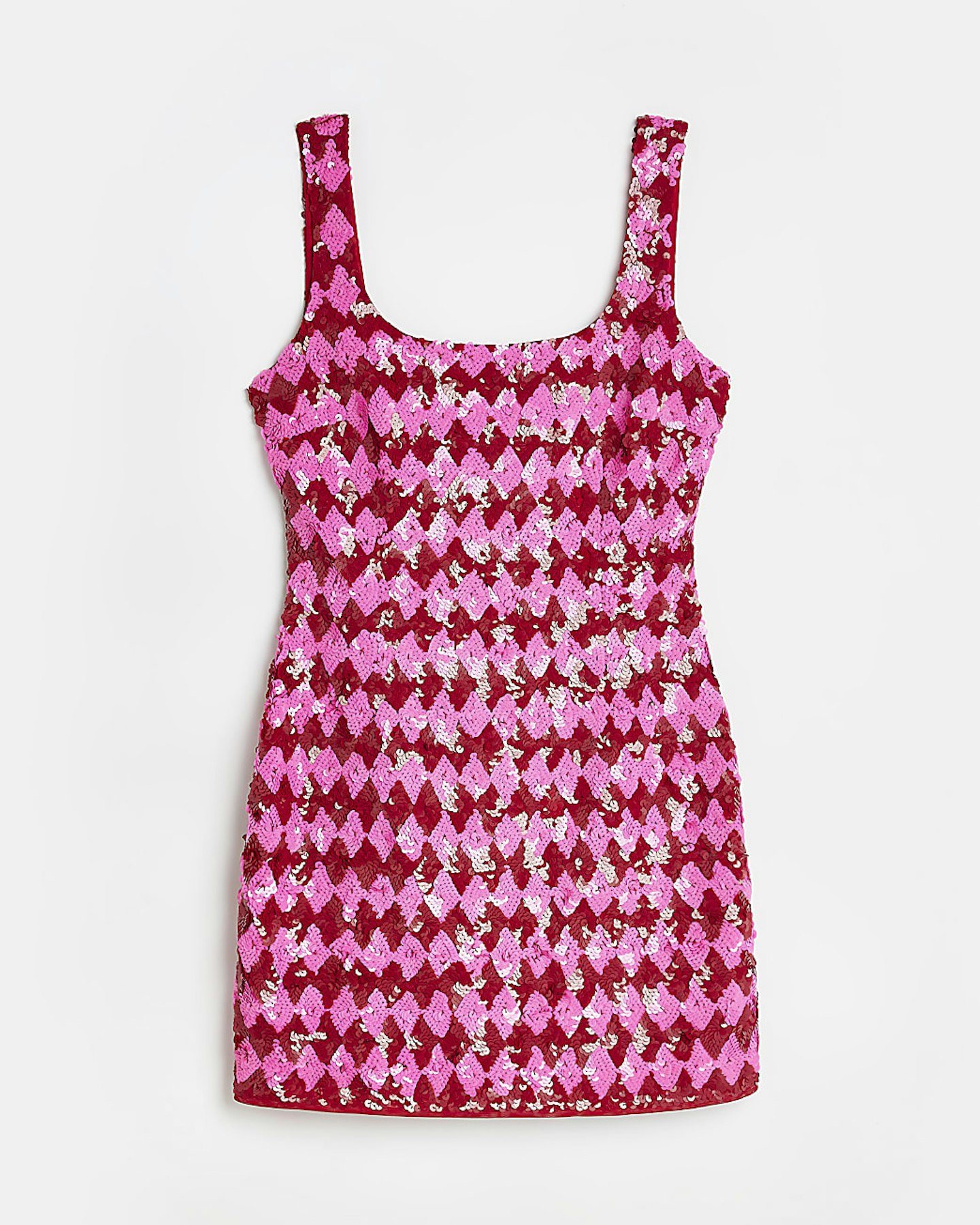 River Island, Pink Check Sequin Bodycon Mini Dress