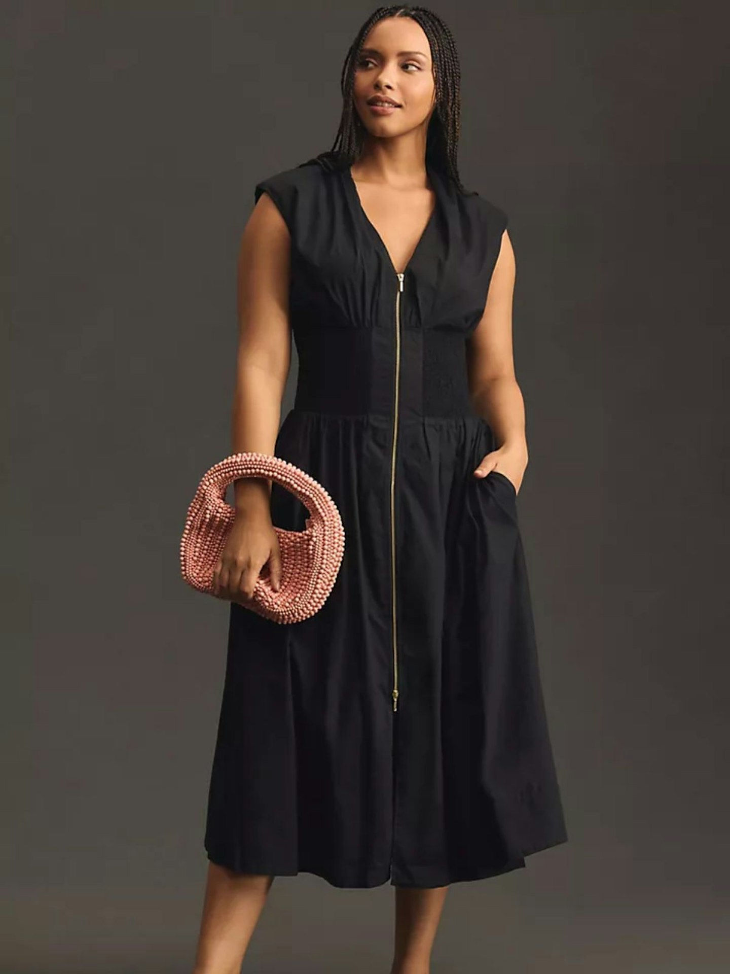 Anthropologie The Tommie Cap-Sleeve Midi Shirt Dress