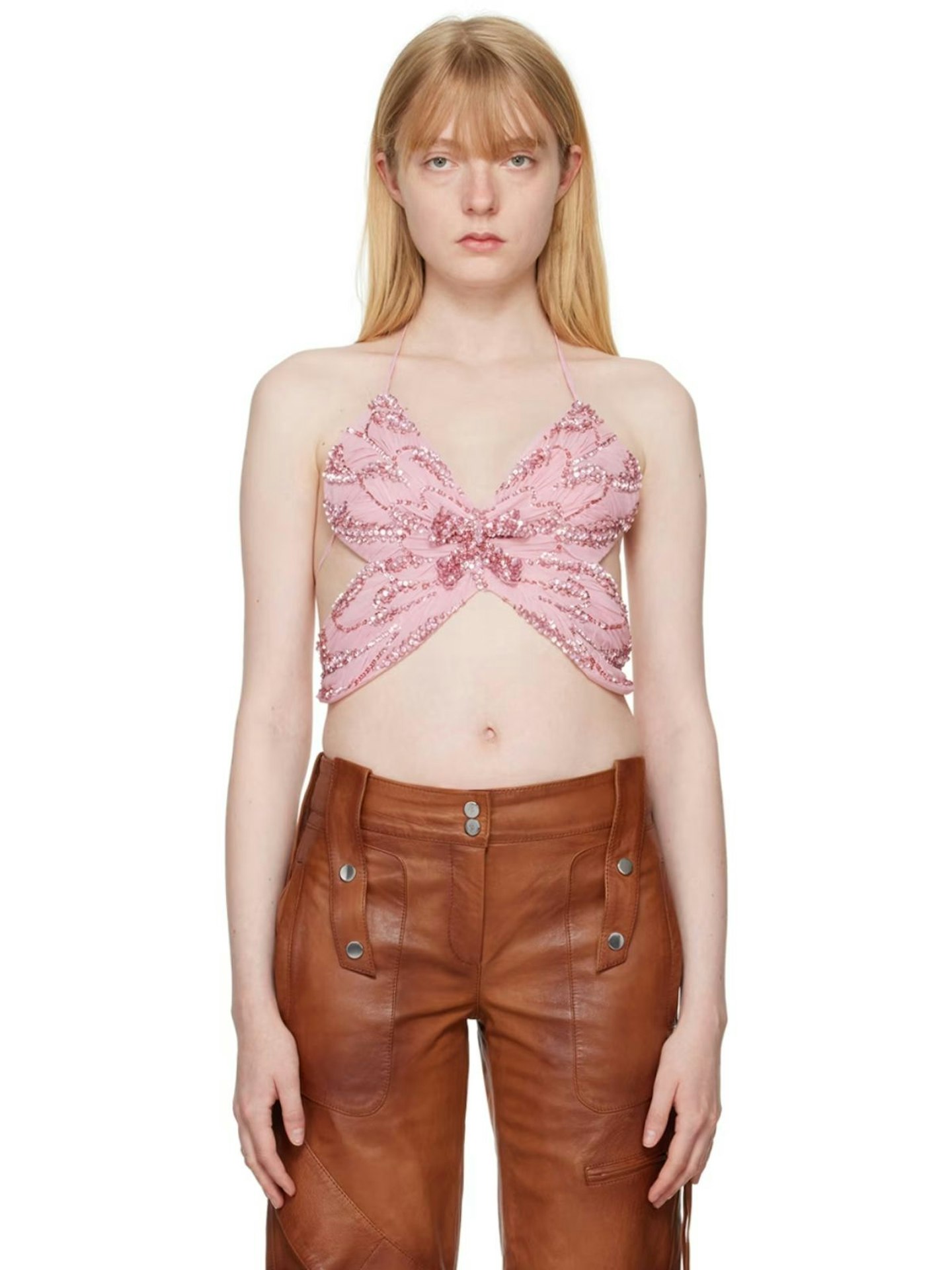 Blumarine Pink Butterfly Tank Top