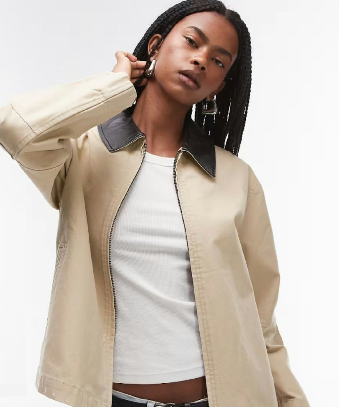 Mango Contrast Collar Barn Jacket