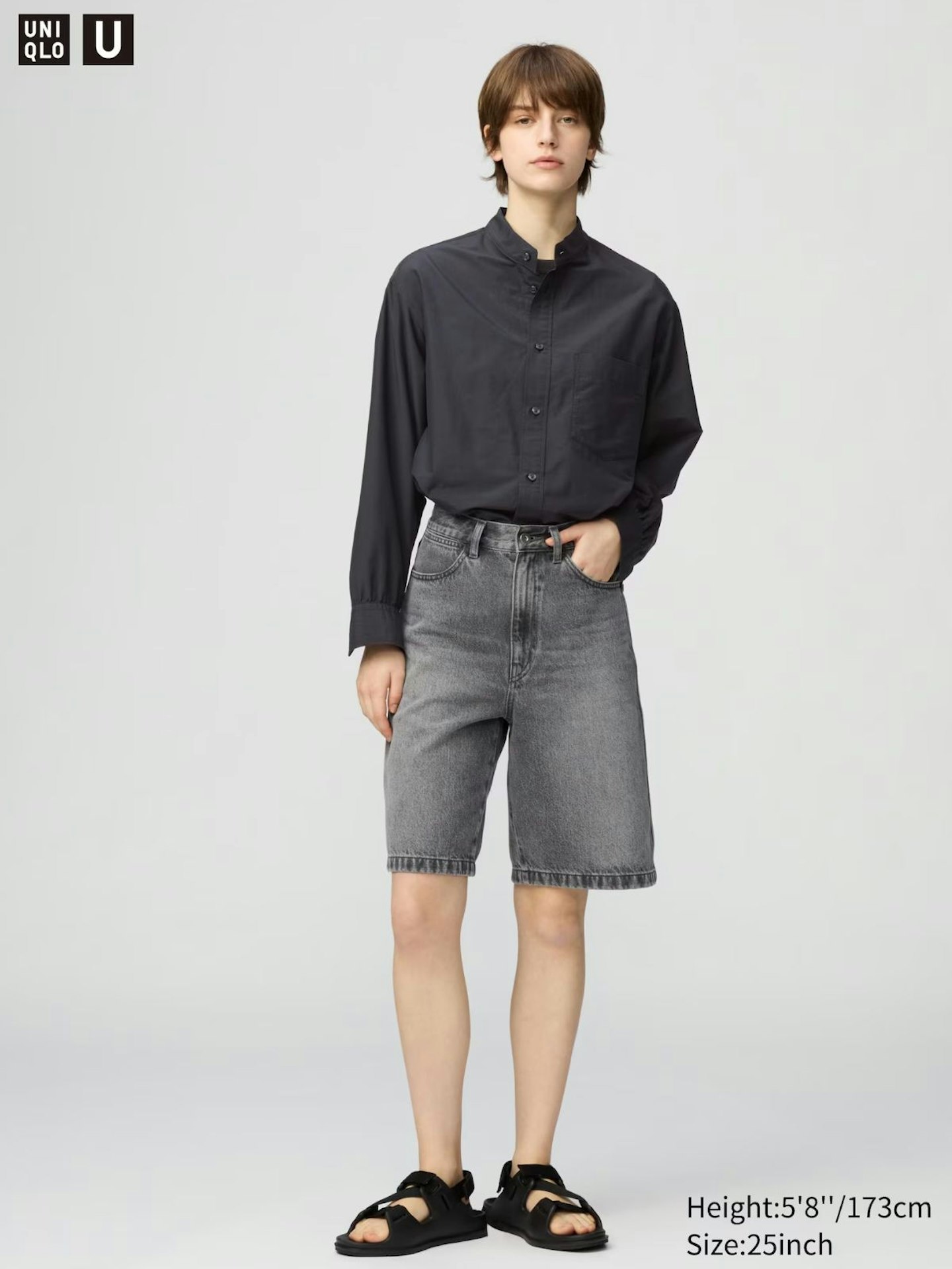 Denim Bermuda Shorts - Grey