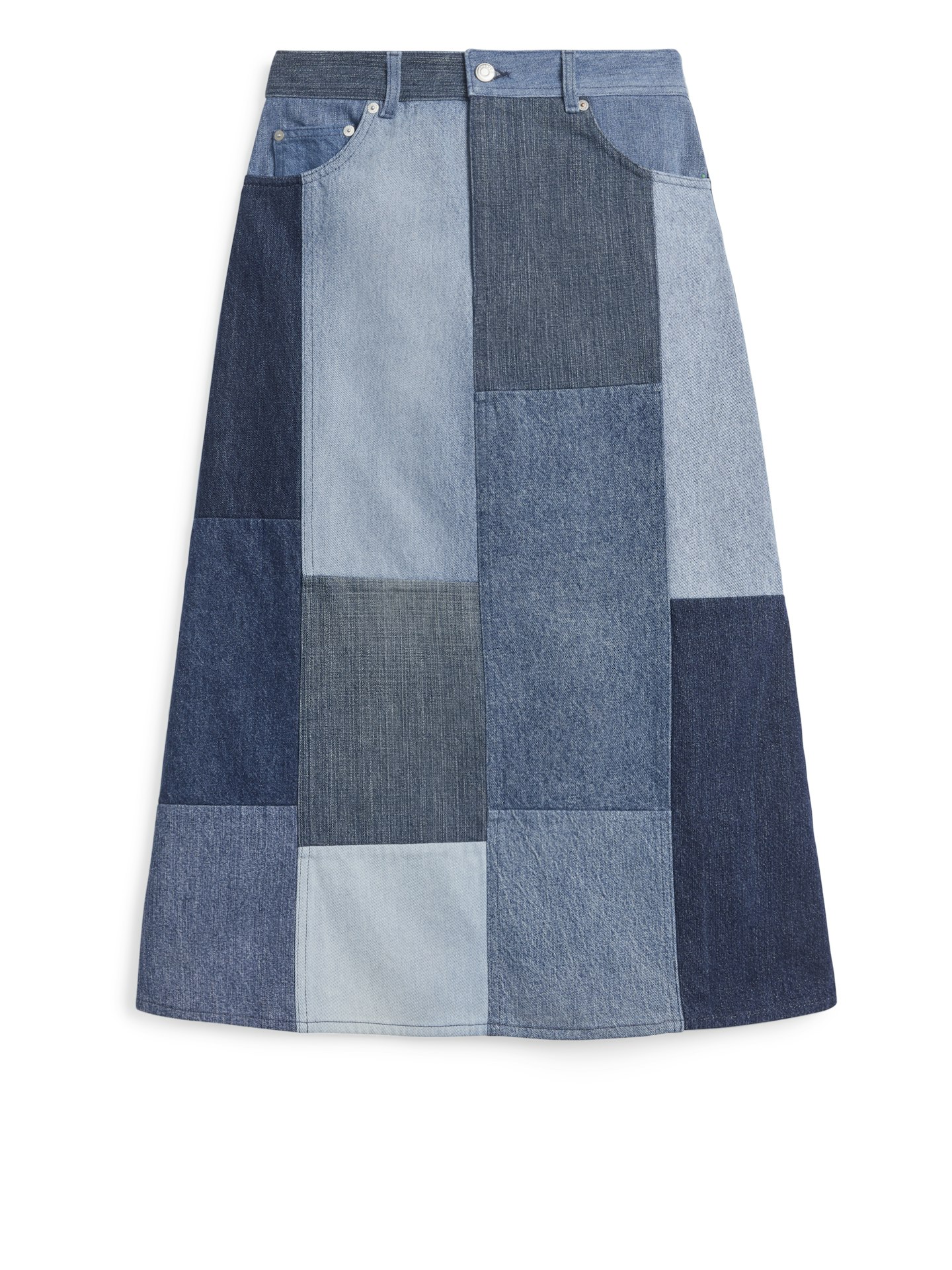 Patchwork Denim Midi Skirt, £99