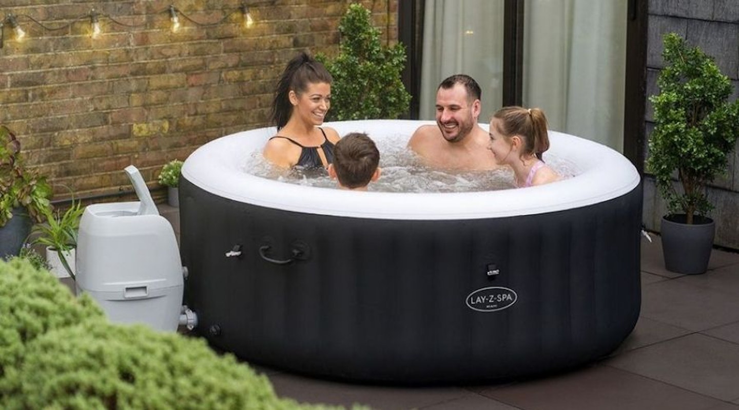 family in hot tub