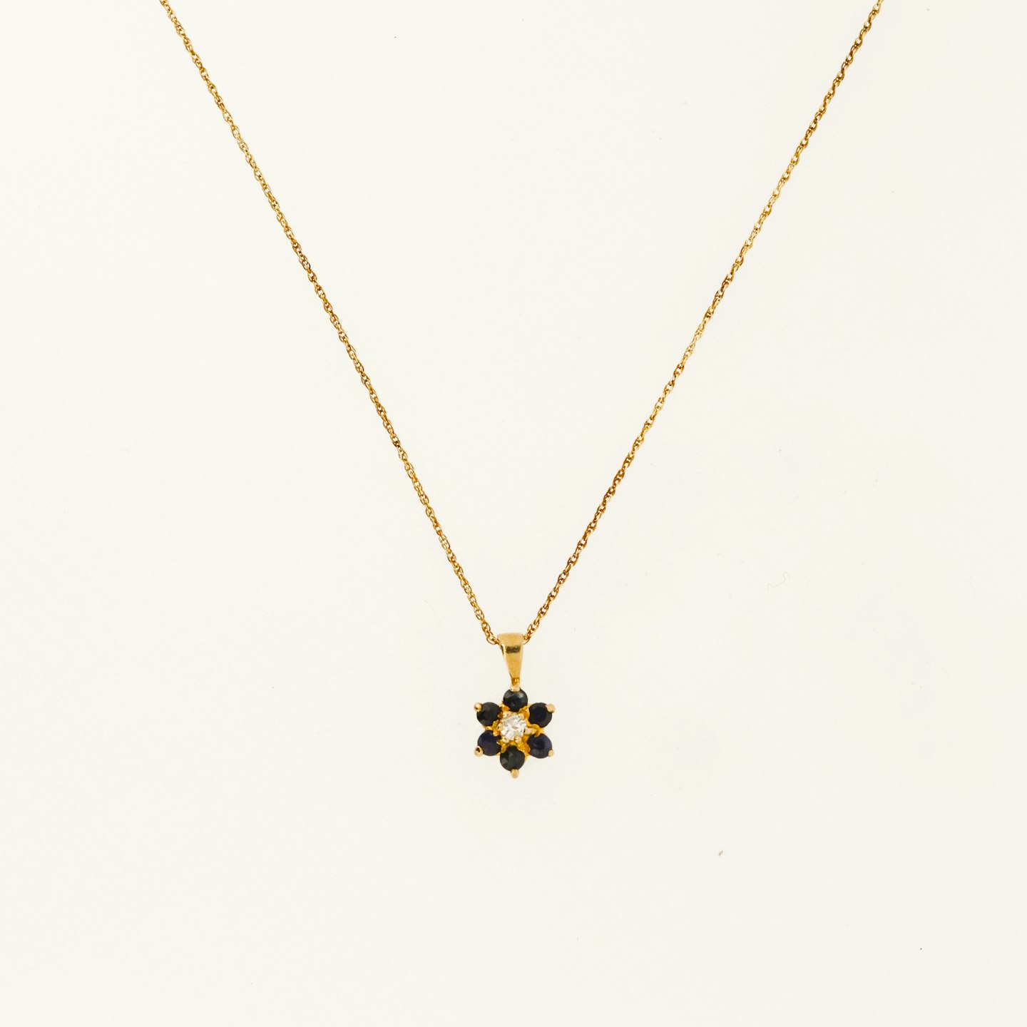 PI London, 9ct Gold Sapphire And Diamond Cluster September Birthstone Necklace, £330