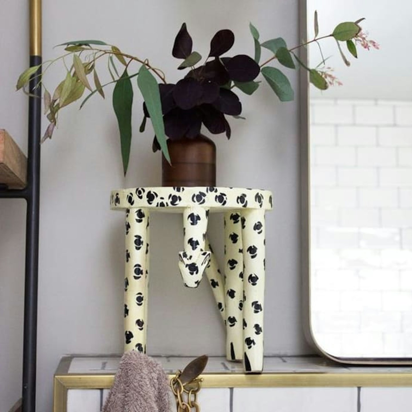 Trouva, Wooden Hand Carved Leopard Stool Pot Stand Medium, £35